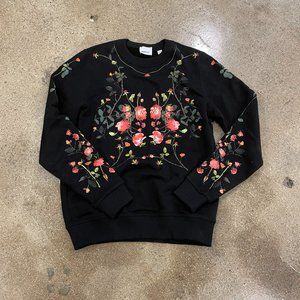 BURBERRY BLACK FLORAL-PRINTED SWEATSHIRT